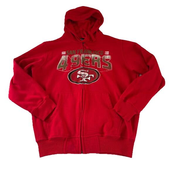 G3 GIII NFL San Francisco 49ers Full Zip Red Logo Hoodie Sweatshirt Size Large - Picture 1 of 12
